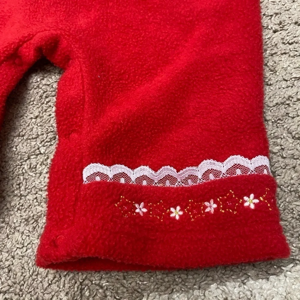 VINTAGE Okie Dokie red fuzzy one piece with pink fairy princess “make a wish”